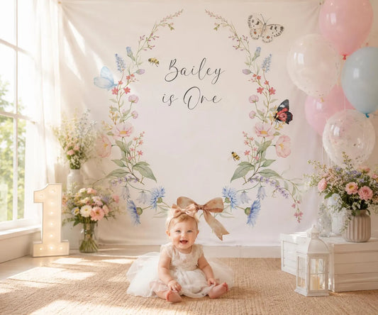 Floral Garden Birthday Backdrop