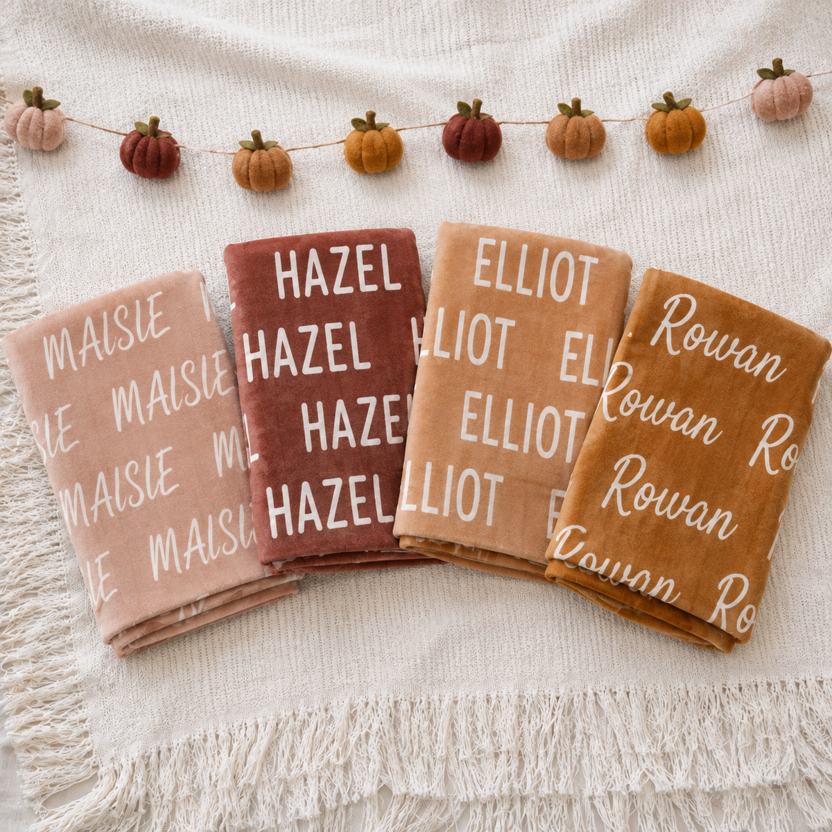 Autumn Harvest Baby Name Blanket