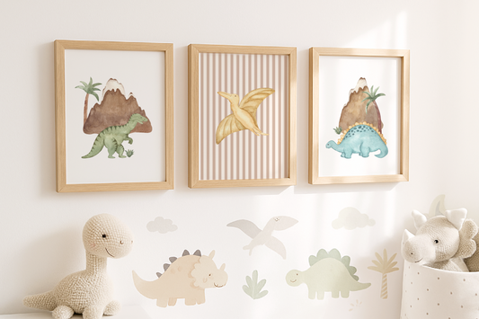 Dinosaur Set of 3 Art Prints