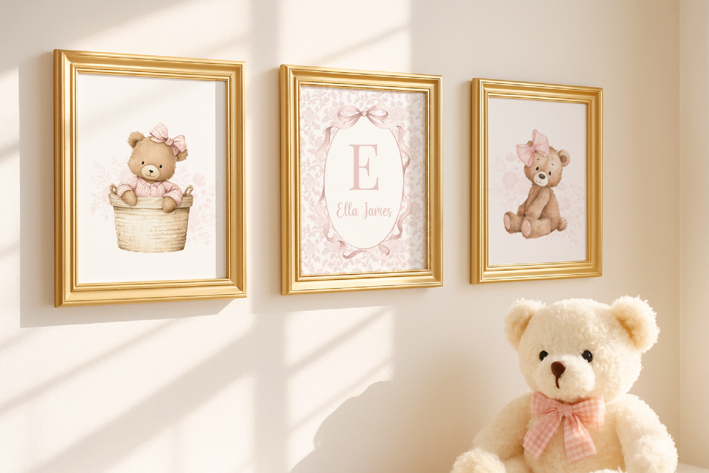 Personalized Set of 3 Coquette Bear Prints