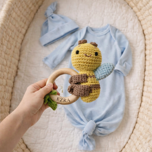 Personalized Bee Baby Rattle