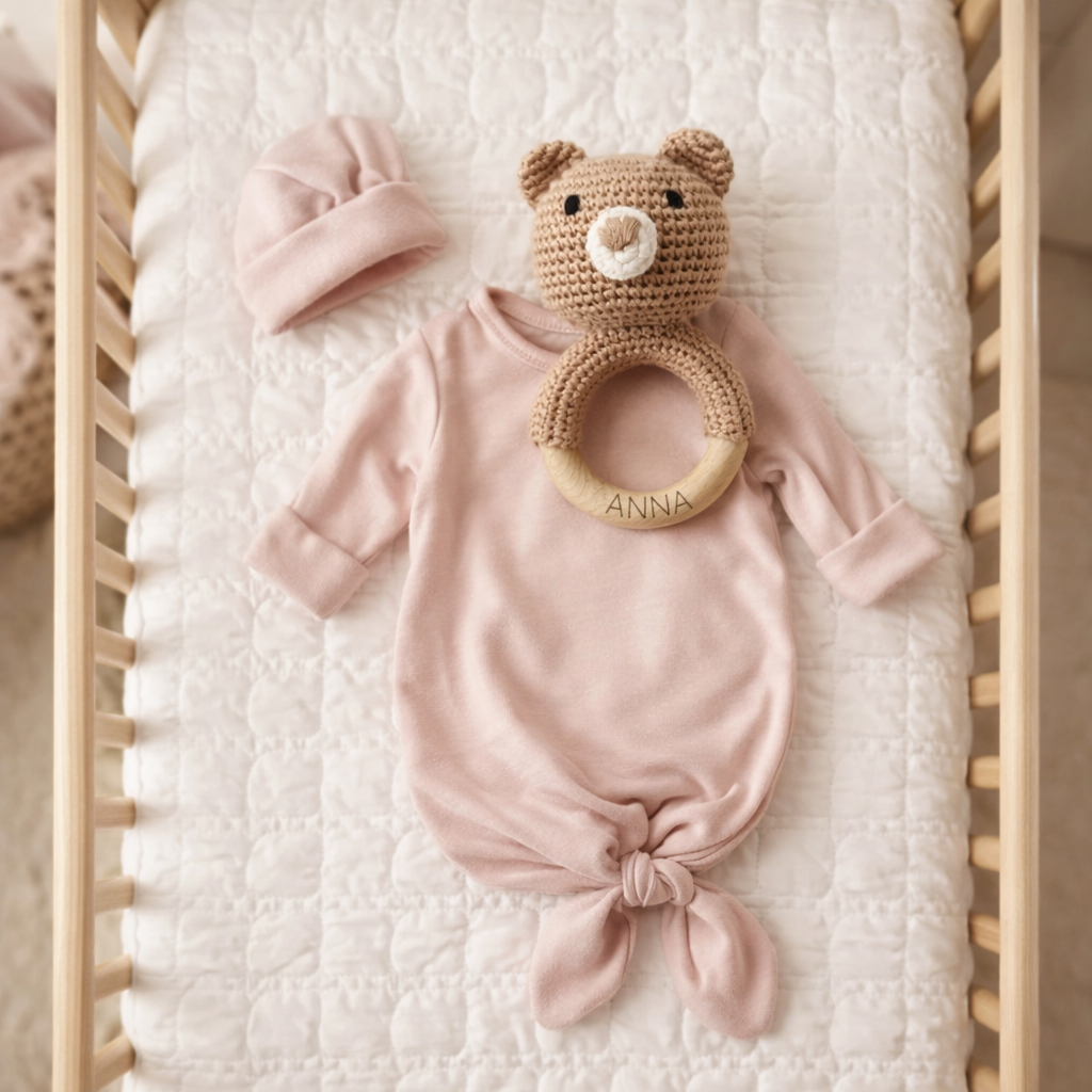 Personalized Bear Baby Rattle