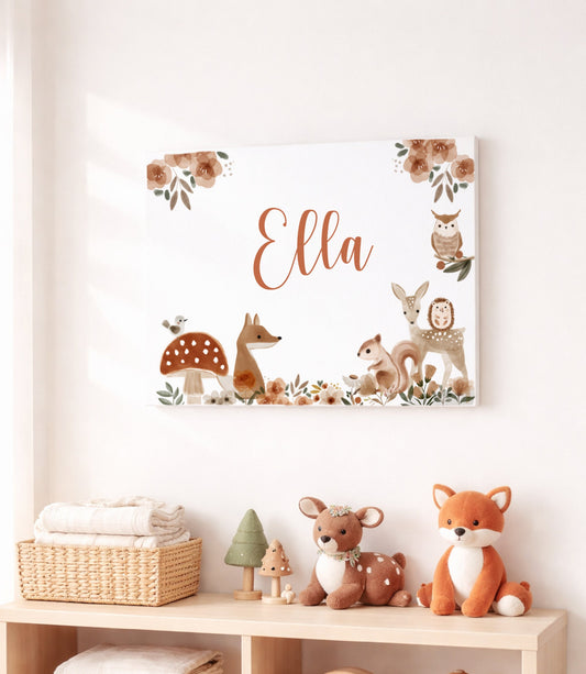 Woodland Floral Personalized Canvas