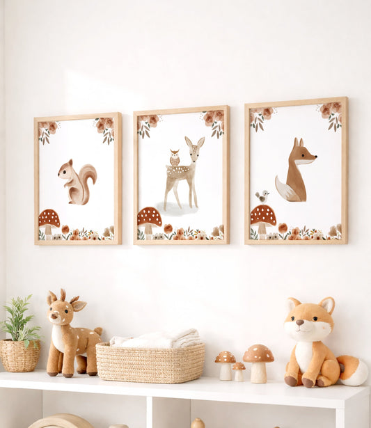 Woodland Set of 3 Nursery Prints