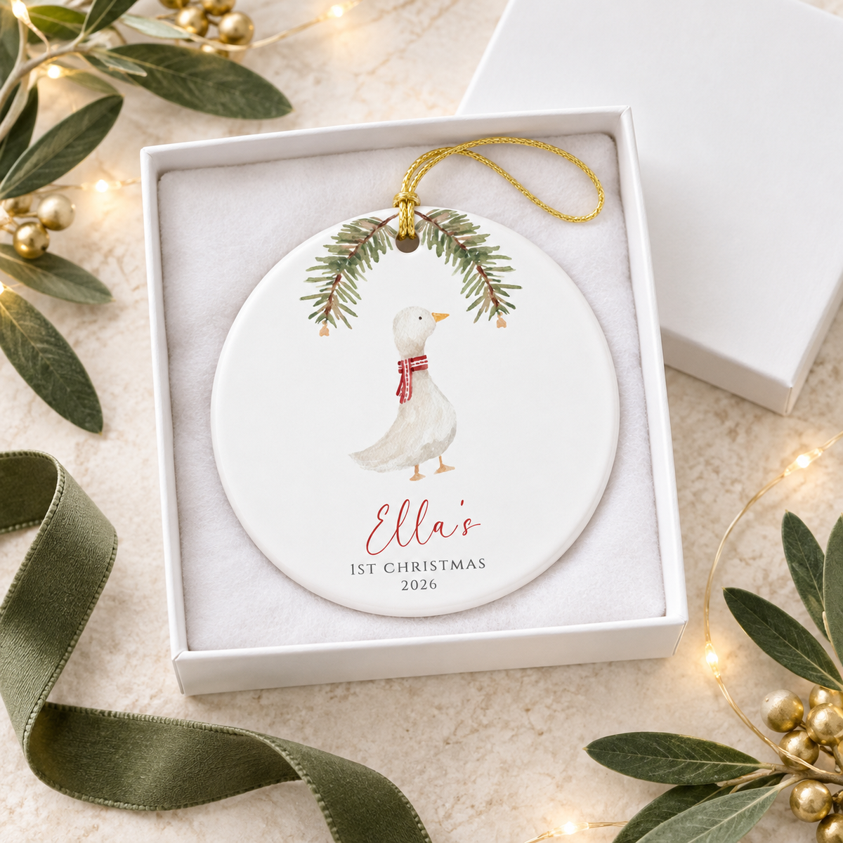 Goose Personalized First Christmas Ornament