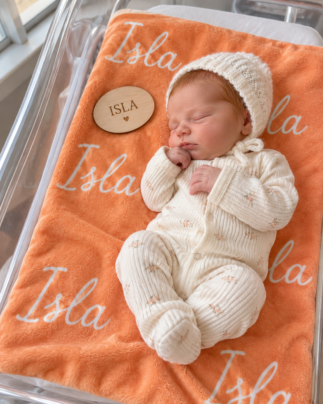 Blushing Sunset Baby Name Blanket