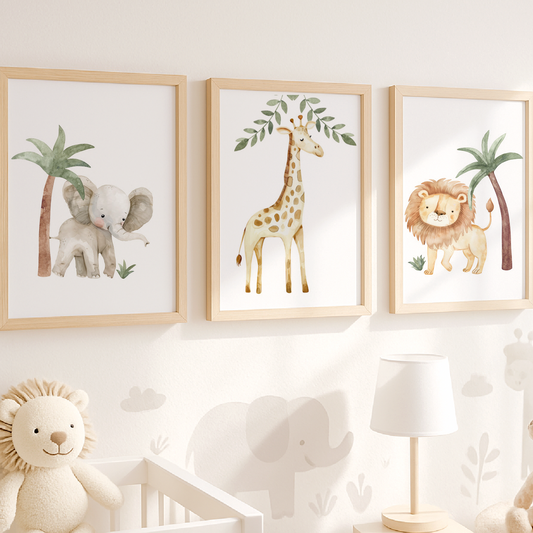 Jungle Safari Set of 3 Nursery Art Prints