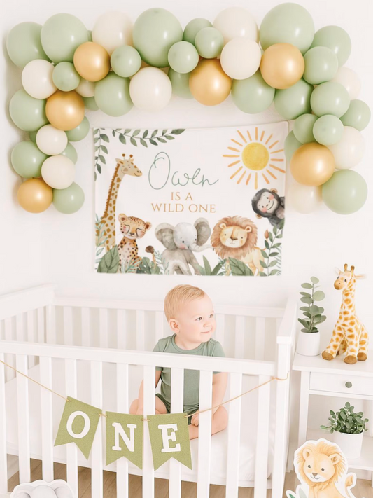 Wild One Safari First Birthday Backdrop