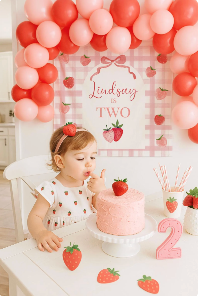 Berry Second Birthday Backdrop