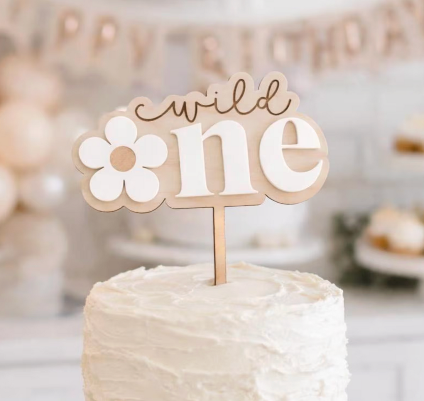 Wild One Floral Cake Topper