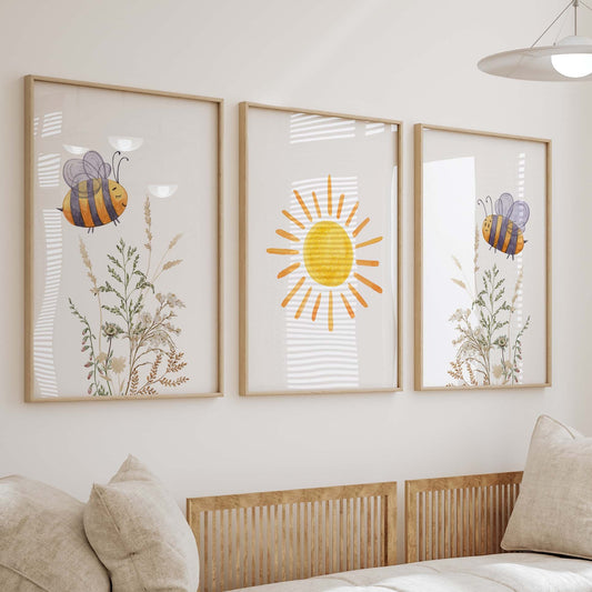 Bee Art Prints Set of 3
