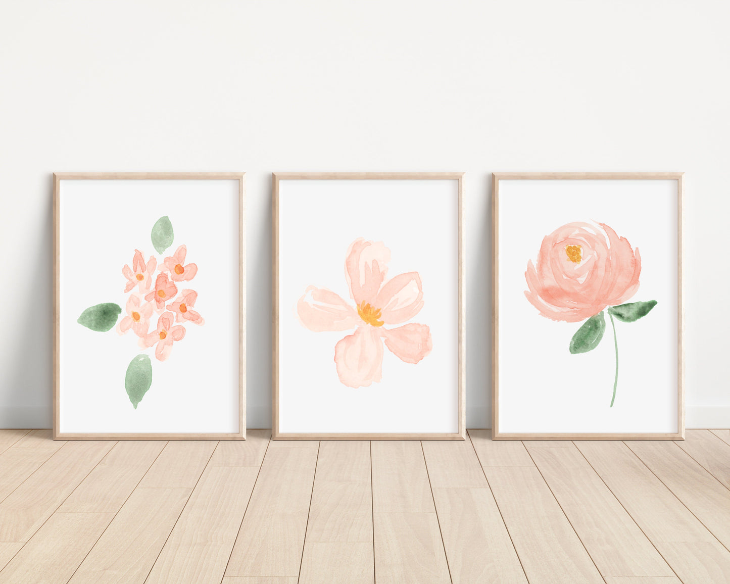 Blush Floral Set of 3 Nursery Art Prints, Pink Nursery Wall Art, Nursery Decor, Play Room, Girl Baby Room Ideas