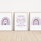 Boho Rainbow Set of 3 Nursery Art Prints, Girl Purple Nursery Wall Art, Nursery Decor, Play Room, Baby Room Ideas,Rainbow, Lavender