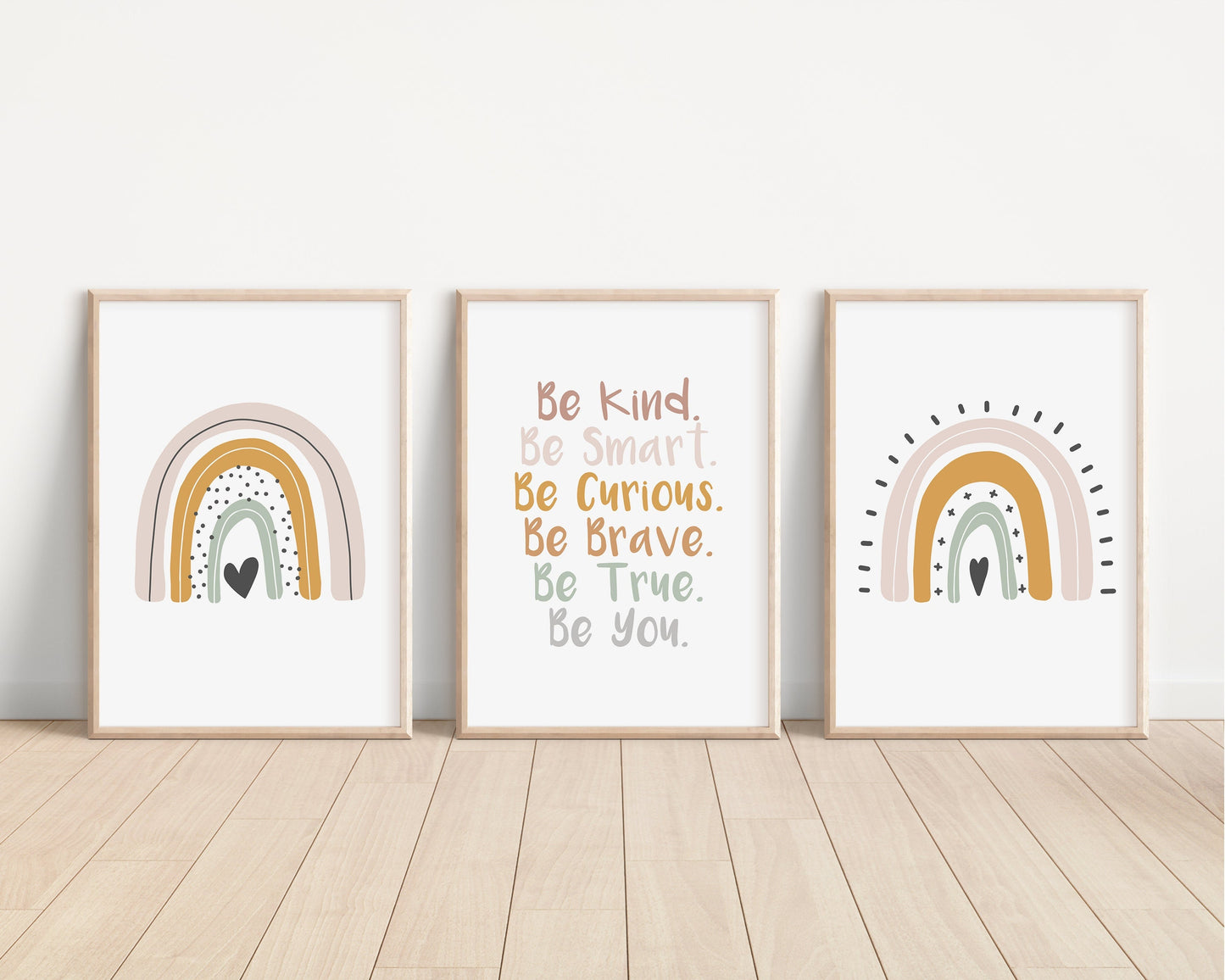 Boho Rainbow Set of 3 Nursery Art Prints, Girl Room colorful Nursery Wall Art, Affirmations, Decor, Play Room, Baby Room,Rainbow, 026