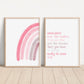 Somewhere Over The Rainbow Set of 2 Nursery Prints, Pink Boho Nursery Wall Art, Colorful Artwork, Nursery Artwork, Boho Nursery Artwork 007