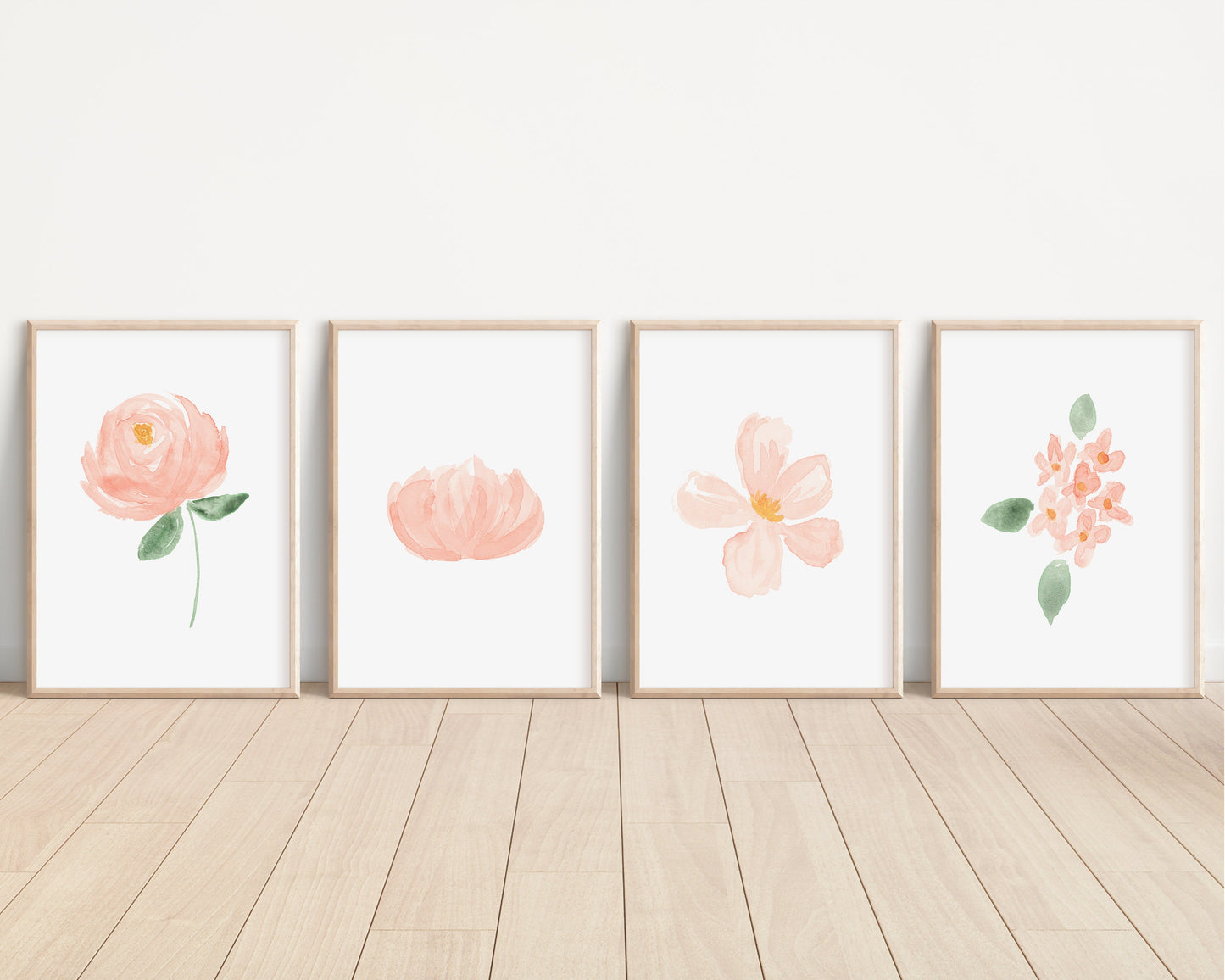 Blush Floral Set of 4 Nursery Art Prints, Pink Nursery Wall Art, Nursery Decor, Play Room, Girl Baby Room Ideas