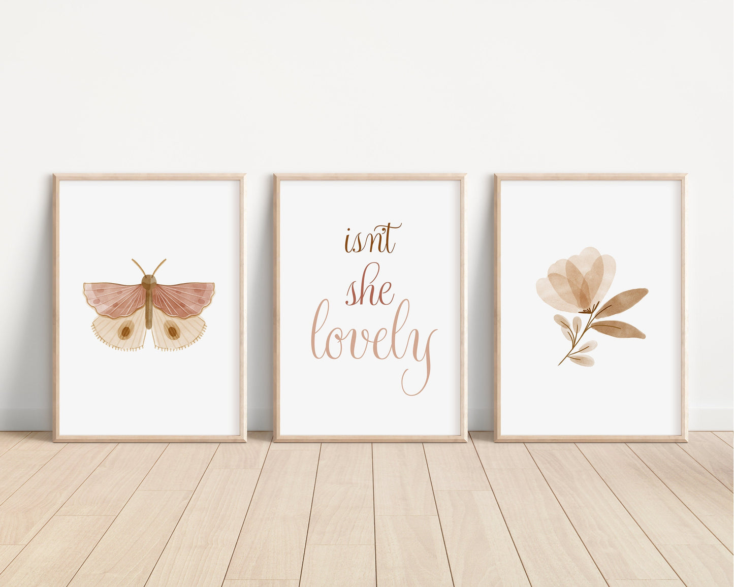 Boho Butterfly Floral, Isn't She Lovely, Set of 3 Nursery Art Prints, Butterfly Nursery Wall Art, Play Room, Girl Baby Room Ideas, 035