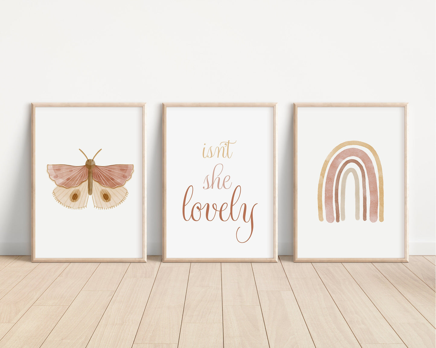 Boho Butterfly Rainbow, Isn't She Lovely, Set of 3 Nursery Art Prints, Butterfly Nursery Wall Art, Play Room, Girl Baby Room Ideas, 041