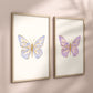 Purple Butterflies Set of 2 Nursery Art Prints,  Butterfly Wall Art, Glitter Nursery Decor, Play Room, Girl Baby Room Ideas, 032