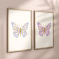 Purple Butterflies Set of 2 Nursery Art Prints,  Butterfly Wall Art, Glitter Nursery Decor, Play Room, Girl Baby Room Ideas, 032