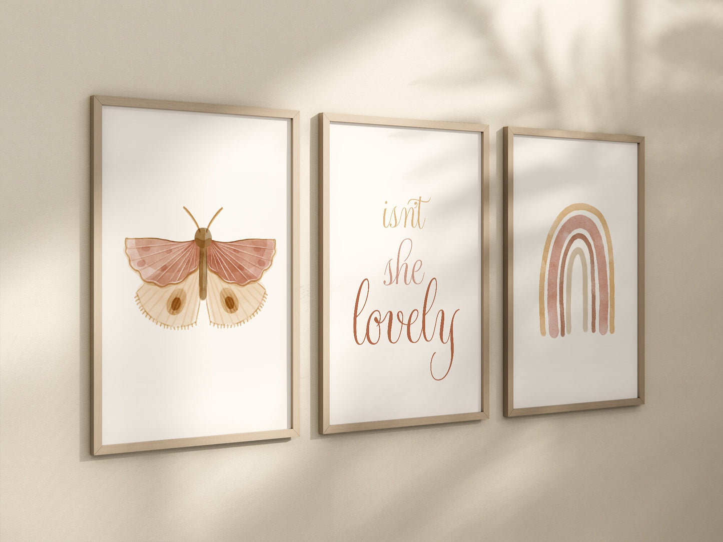 Boho Butterfly Rainbow, Isn't She Lovely, Set of 3 Nursery Art Prints, Butterfly Nursery Wall Art, Play Room, Girl Baby Room Ideas, 041