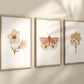 Boho Butterfly Floral Set of 3 Nursery Art Prints, Butterfly Nursery Wall Art, Neutral Nursery Decor, Play Room, Girl Baby Room Ideas, 008