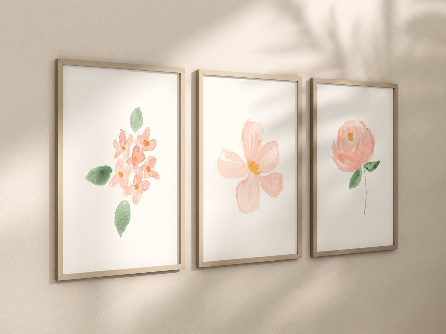 Blush Floral Set of 3 Nursery Art Prints, Pink Nursery Wall Art, Nursery Decor, Play Room, Girl Baby Room Ideas