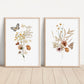 Set of 2 Wildflower Floral Art Prints with Butterflies