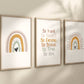 Boho Rainbow Set of 3 Nursery Art Prints, Girl Room colorful Nursery Wall Art, Affirmations, Decor, Play Room, Baby Room,Rainbow, 026