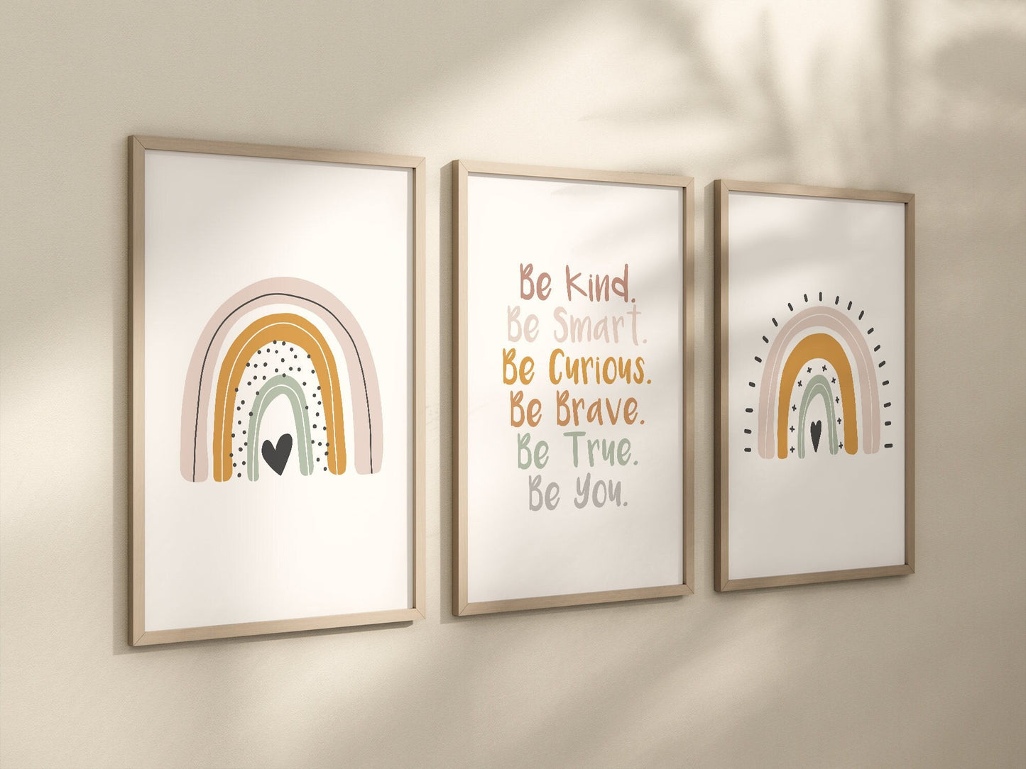 Boho Rainbow Set of 3 Nursery Art Prints, Girl Room colorful Nursery Wall Art, Affirmations, Decor, Play Room, Baby Room,Rainbow, 026
