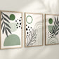 Set of 3 Boho Abstract Wall Sage Green Art Prints, Emerald Green, Greenery Boho Wall Decor Set of 3 Art Prints, Minimalist Wall Art