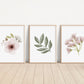 Set of 3 Blush Floral Nursery Prints, Watercolor wall art, Nursery Decor, Watercolor Flower print, Girl Nursery Decor, Pink, Greenery, 058