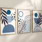 Set of 3 Boho Abstract Wall Navy Blue Art Prints, Greenery Boho Wall Decor Set of 3 Art Prints, Minimalist Wall Art, 052