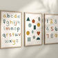 Set of 3 Alphabet and Shapes Nursery Art Prints, Education Wall Decor, Boys Nursery, Nursery Decor, Play Room, Baby Boy Room Ideas 062