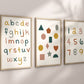Set of 3 Alphabet and Shapes Nursery Art Prints, Education Wall Decor, Girl Nursery, Nursery Decor, Play Room, Baby Girl Room Decor 063