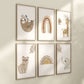 Boho Animal Set of 6 Nursery Art Prints, Bohemian Nursery Wall Art, Neutral Nursery Decor, Earthy Tone, Play Room, Girl Baby Room Ideas, 057