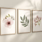 Set of 3 Blush Floral Nursery Prints, Watercolor wall art, Nursery Decor, Watercolor Flower print, Girl Nursery Decor, Pink, Greenery, 058