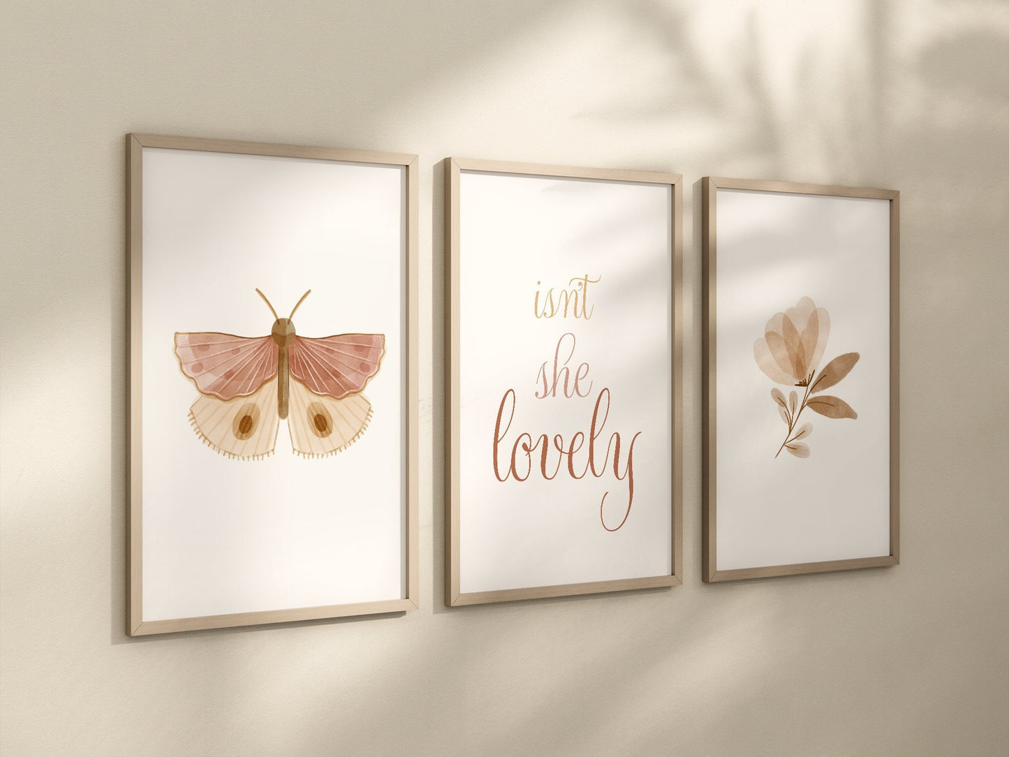 Boho Butterfly Floral, Isn't She Lovely, Set of 3 Nursery Art Prints, Butterfly Nursery Wall Art, Play Room, Girl Baby Room Ideas, 035