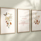 Set of 3 Boho Wildflowers Floral Art Prints, Leaf Art, Botanical Meadows, Bloom Bouquet, Nursery Decor, Play Room, Girl Baby Room Ideas 060