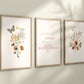 Set of 3 Boho Wildflowers Floral Art Prints, Leaf Art, Botanical Meadows, Bloom Bouquet, Nursery Decor, Play Room, Girl Baby Room Ideas 060