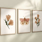 Boho Butterfly Floral Set of 3 Nursery Art Prints, Butterfly Nursery Wall Art, Neutral Nursery Decor, Play Room, Girl Baby Room Ideas, 073