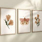 Boho Butterfly Floral Set of 3 Nursery Art Prints, Butterfly Nursery Wall Art, Neutral Nursery Decor, Play Room, Girl Baby Room Ideas, 073