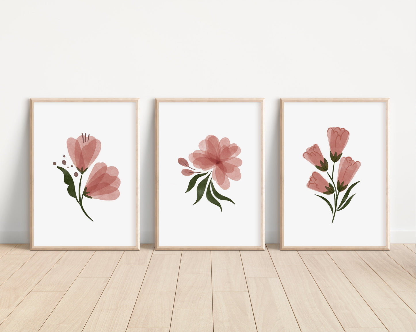 Boho Floral Set of 3 Nursery Art Prints, Butterfly Nursery Wall Art, Pink Nursery Decor, Play Room, Girl Baby Room Ideas, 070