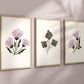 Set of 3 Boho Floral Nursery Prints, Bohemian wall art, Purple Nursery Decor, Watercolor Floral Nursery, Girl Nursery Decor, Lavender, 076