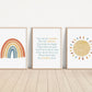 Set of 3 You Are My Sunshine Nursery Art Prints, Sun, Rainbow Nursery Wall Art, Nursery Decor, Play Room, Baby Room Ideas, 081