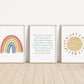 Set of 3 You Are My Sunshine Nursery Art Prints, Sun, Rainbow Nursery Wall Art, Nursery Decor, Play Room, Baby Room Ideas, 081