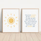 You Are My Sunshine Set of 2 Nursery Prints, Boho Nursery Wall Art, You are my Sunshine Artwork, Watercolor Nursery Art, Boho Artwork, 084