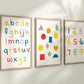 Set of 3 Colorful Alphabet and Shapes Nursery Art Prints, Education Wall Decor, Play Nursery Decor, Play Room, Baby Boy Room Ideas 065