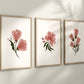 Boho Floral Set of 3 Nursery Art Prints, Butterfly Nursery Wall Art, Pink Nursery Decor, Play Room, Girl Baby Room Ideas, 070