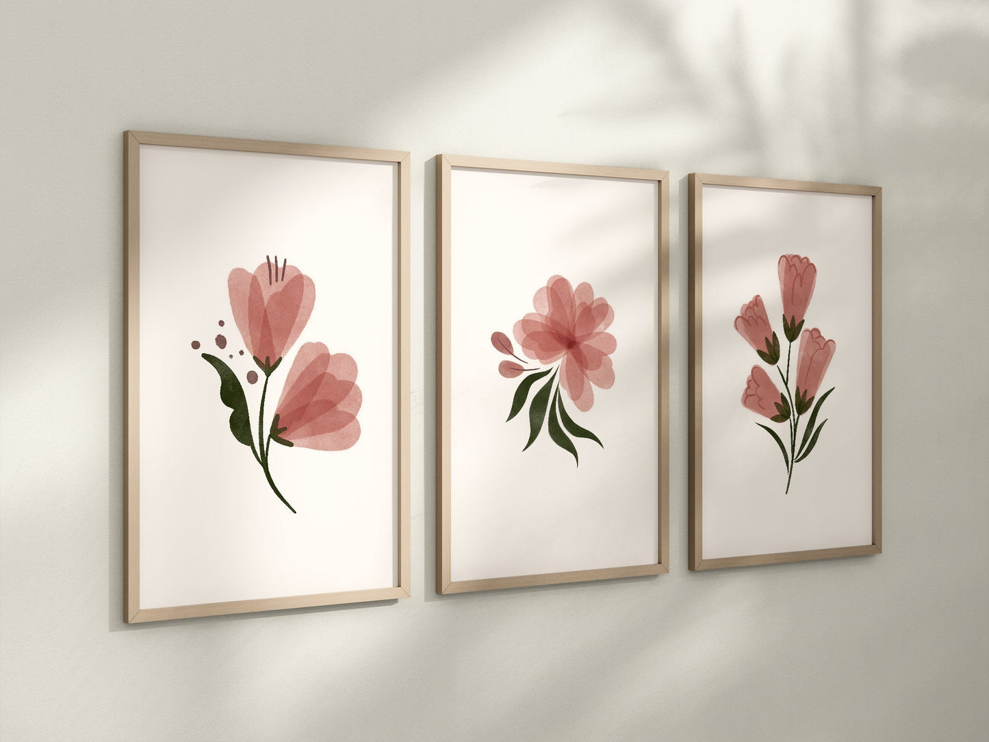 Boho Floral Set of 3 Nursery Art Prints, Butterfly Nursery Wall Art, Pink Nursery Decor, Play Room, Girl Baby Room Ideas, 070